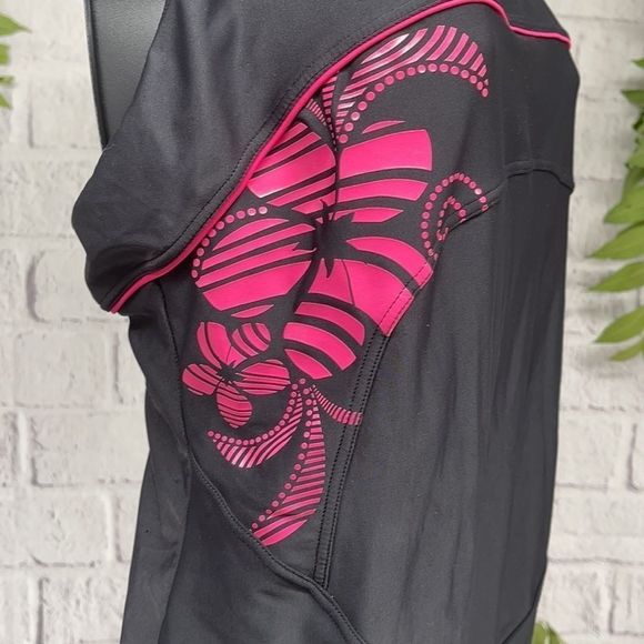 Women's Nabaiji Black/Pink One Piece Non Padded Swimsuit (L) C19 - Picture 4 of 11